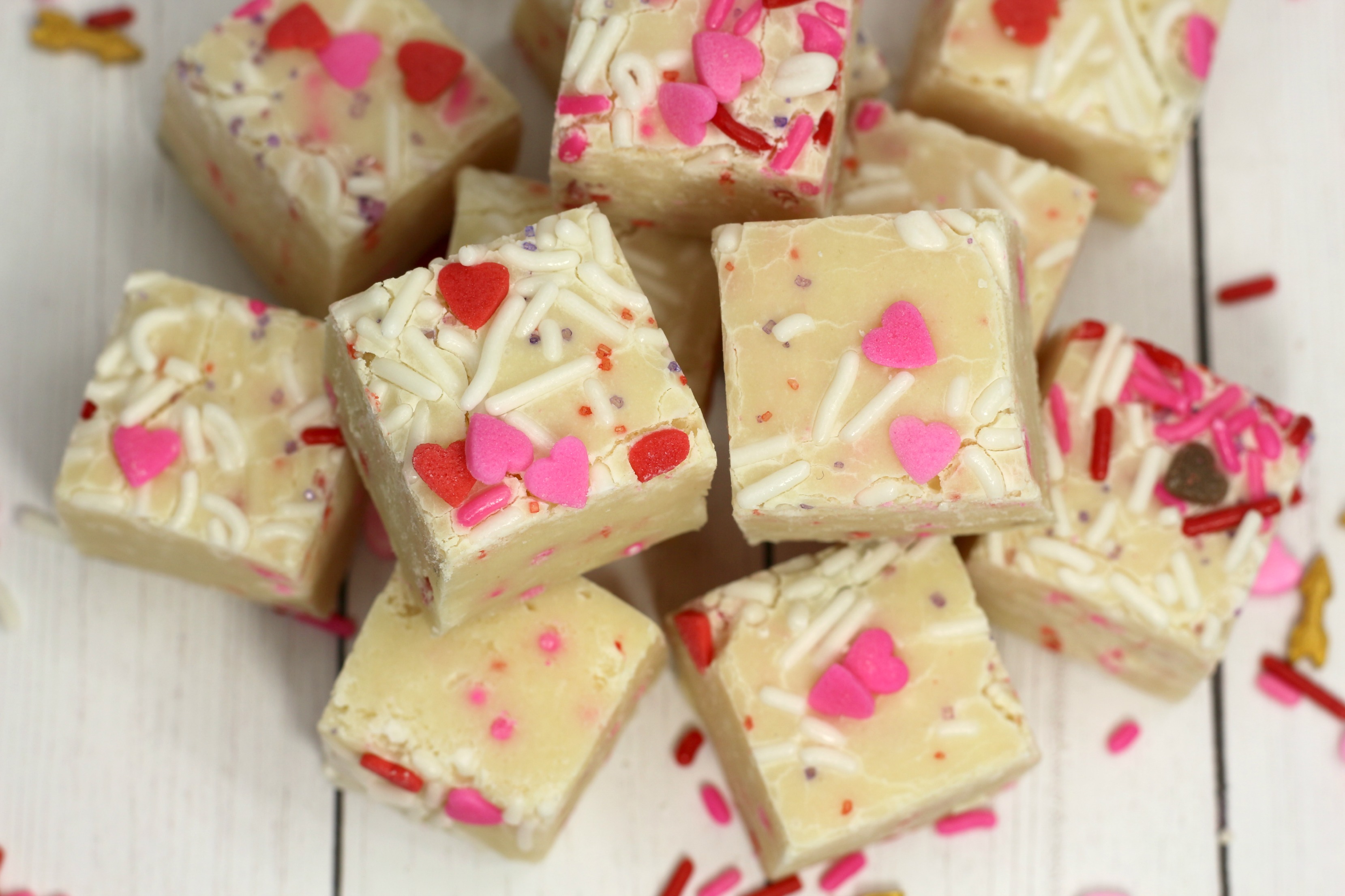 Valentine's Day Cake Batter Fudge